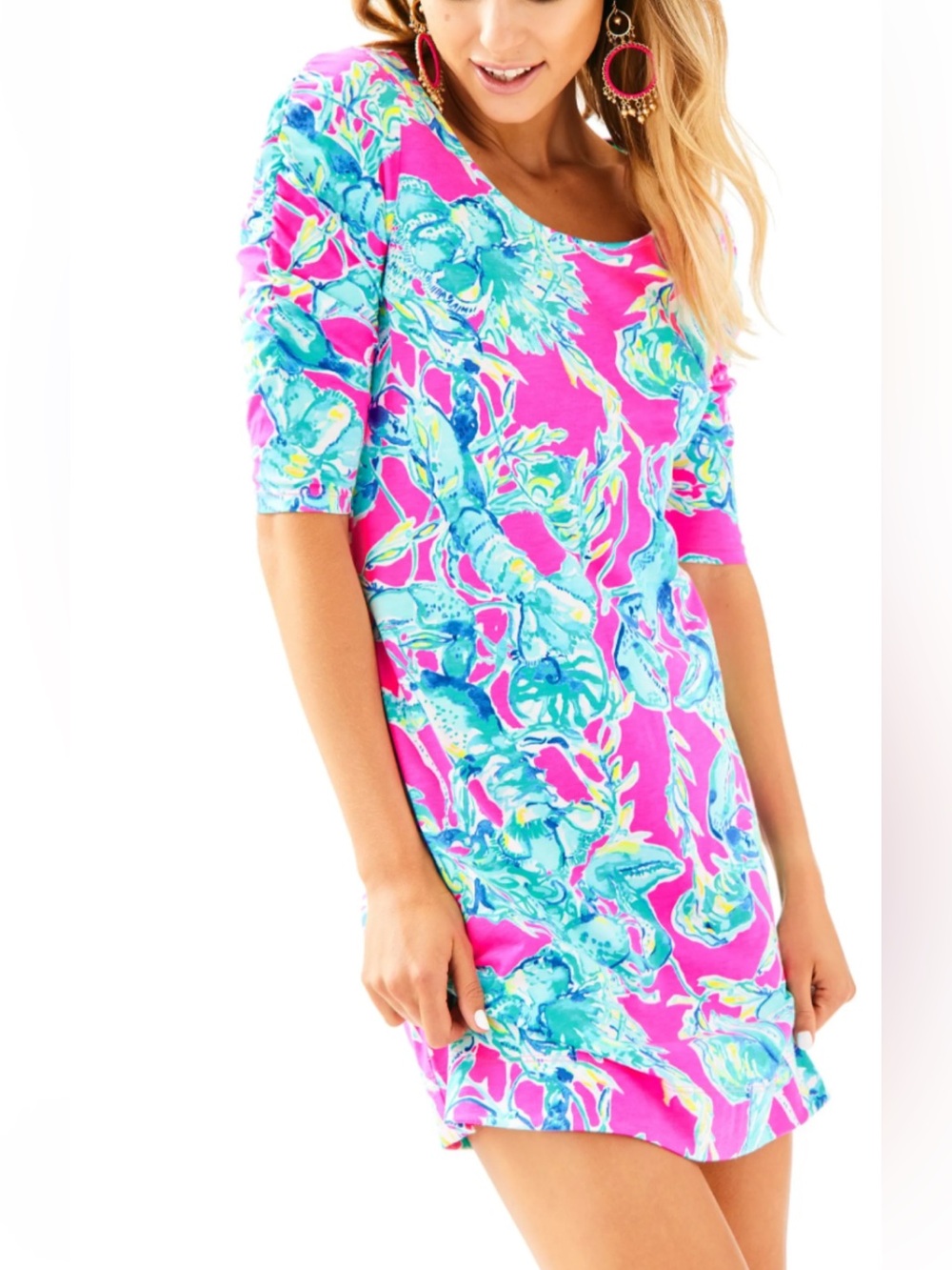 Lilly Pulitzer The La Jolla Dress in Razy Berry Lobster in Love Size small